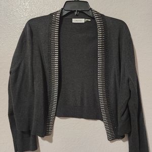 CALVIN KLEIN   SIZE SMALL   BLACK, 3/4 SLEEVE, EMBELLISHED JACKET